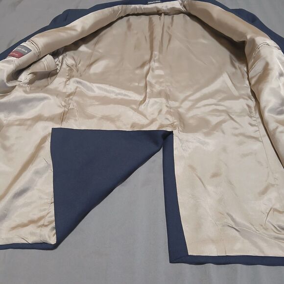 Mens 48R Navy Gold 2 Button Blazer Sport Coat Johnny Bench MVP USA Preppy Formal - Picture 6 of 15